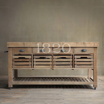 Kezitu nordic solid wood cabinets american country sideboards removable island kitchen marble worktop cooking table 100*60*85 (solid wood countertop) double door