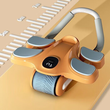 Adking's new four-wheel abdominal fitness wheel, automatic rebound and abdominal muscle training tool for men and women, home curling and slimming belly training, orange crocodile style two wheels