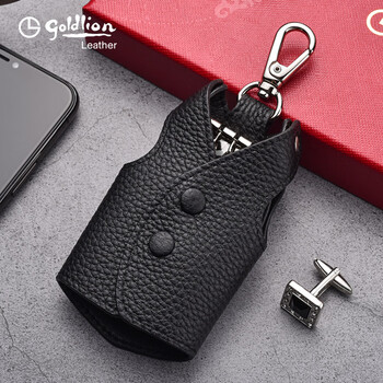 Goldlion official flagship key bag, universal key bag for men and women, mini multi-functional key chain storage bag, simple new black