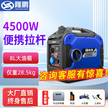 Longpeng gasoline generator household 220v silent high power 4.5kw variable frequency small outdoor house car portable 4500w 8 liter fuel tank only weighs 28.5kg