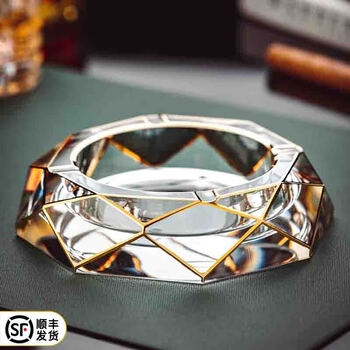 Beyzk poetry cup green european style light luxury hand-painted gold crystal home living room creative office cigar 15cm gold-painted faceted crystal ashtray