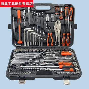 Shantou lincun auto repair tool set sleeve car repair tool set wrench ratchet repair combination car repair multi-functional tool box 150 pieces 72 teeth flagship black worn out replacement