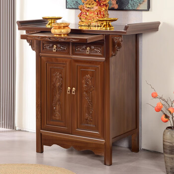 Solid wood altar table, home altar table, altar, middle hall, altar, rural hall, temple, buddhist altar, god of wealth incense case, beech wood color, ordinary model 68*48*108, length, width and height