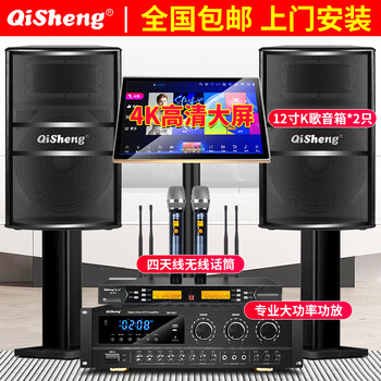 Qisheng family ktv audio set karaoke machine karaoke professional-grade home theater karaoke conference room stage equipment full set of tv living room bar party room speaker 12-inch professional-grade audio set