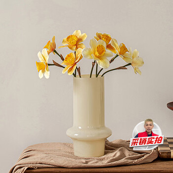 Wooden french glass vase, high-looking ins cream-style living room flower arrangement, high-end birthday gift
