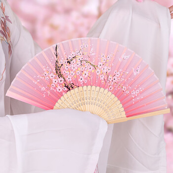 Tatanice fan folding fan gift box for women chinese style fabric fan bamboo fan business gift birthday gift sakura butterfly