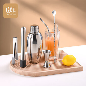 Yuanle 304 stainless steel cocktail shaker milk tea shop hand-made lemon artifact cocktail hand-shake shaker cup and pot 7-piece set