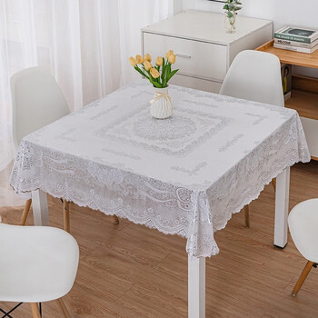 Ye yu waterproof, anti-scalding, no-wash square european style pvc tablecloth, 10 silver, 132*132cm (tablecloth size)