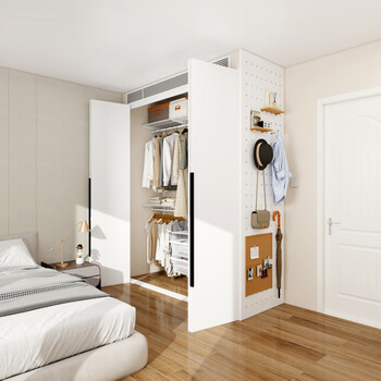 Midas metal wardrobe steel frame cabinet door customized bedroom internet celebrity perforated board side wall customized enf grade european pine board folding door 980 yuan/multiple colors optional - enf grade environmentally friendly board