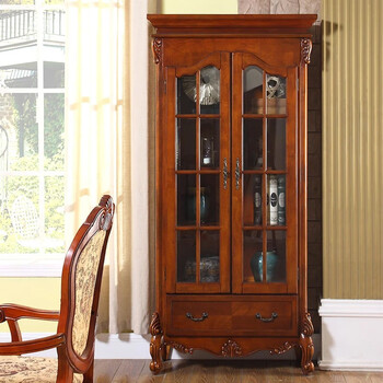 Ansheng april double door bookcase glass display cabinet european style storage rack living room wine cabinet multi-function cabinet 1.05m bookcase 105*38*200cm