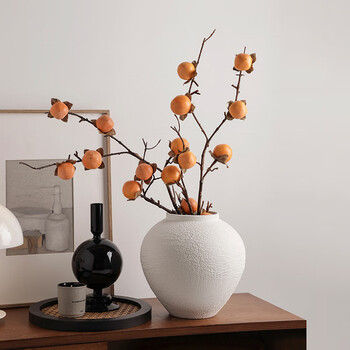 Bhm wabi-sabi style water culture ceramic vase decoration living room high-end retro stoneware pot flower arranging device tv cabinet decoration texture stone vase (small size) does not include flowers 20cm