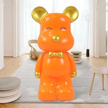 Domestic violence bear piggy bank living room home opening housewarming floor decoration 2025 new violent bear 28cm height orange only in and no out
