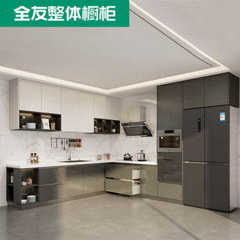 Xmsj whole house cabinet custom kitchen integrated storage cabinet modern l-shaped stove cabinet cabinet integrated storage cabinet 7m cabinet 3m floor cabinet + 3m countertop + 1m wall cabinet