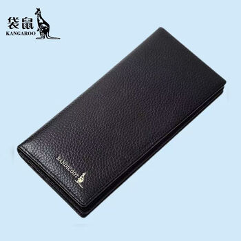 Kangaroo light luxury brand wallet women's long genuine leather cowhide 2024 chinese valentine's day handbag women's small bag clutch bag women's wallet black