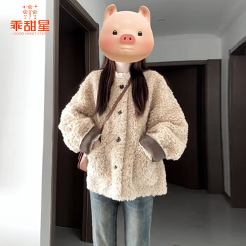 Good sweet star korean imitation polar fleece short coat for women autumn and winter 2025 new style thickened women's versatile jacket top milk tea color m 45/55kg