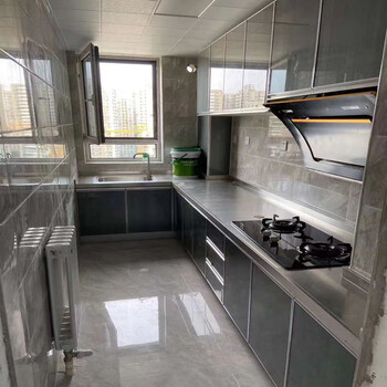 Ling yuxun kitchen integrated cabinet economical quartz stone stainless steel countertop home kitchen stove cabinet cabinet stainless steel + crystal steel + lushuihe e0 cabinet one linear meter