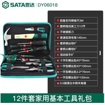 Sata manual hardware tool box home set home repair plumber tool kit combination set dy06018 12-piece set-dy06018
