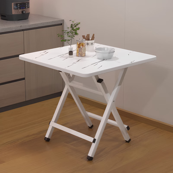 Xinwujia foldable dining table small table household simple table folding table rental house outdoor portable stall dining square table white-60*60*50-galvanized u-shaped legs