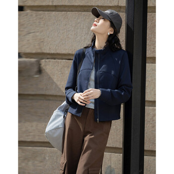 Demana intelligent casual style spring fashionable spliced stand collar comfortable air layer hidden meat short women's jacket