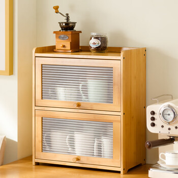 Old bamboo craftsman multi-layer desktop cup holder water cup storage cabinet kitchen countertop storage rack tableware storage table spice rack 42 long