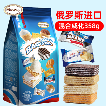 Akonte russian multi-flavor mixed wafer biscuits original imported snacks 358g