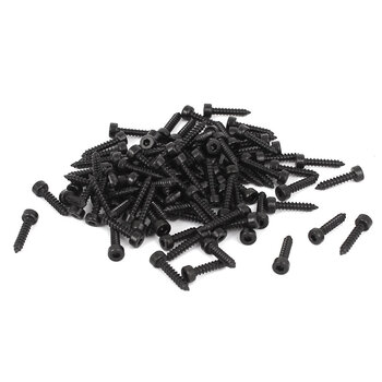 Uxcell2mm x 10mm fully threaded hex head self-tapping screw black 100 pieces