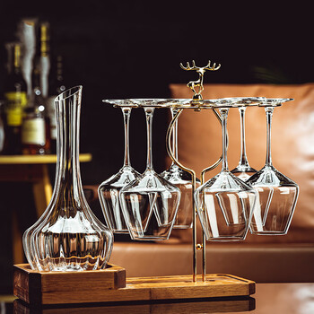 Martigues european luxury crystal red wine cup, high-end household integrated burgundy goblet decanter wine set, eight-piece set of transparent red wine cups 450ml