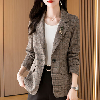 Kebel high-end suit jacket women's spring wear 2025 new style capable temperament commuter gray plaid suit xl