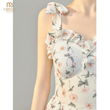 Modal swimsuit for women, summer one-piece dress, pure lust style, high-end floral style, shoulder covering, belly slimming hot spring swimsuit