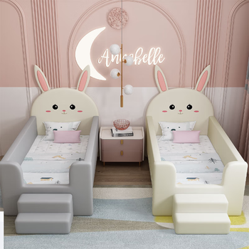 Fat donglai's same style children's bed girl's solid wood single bed splicing baby widened fabric splicing bed small bed splicing purchase (supports customized size and color remarks) without