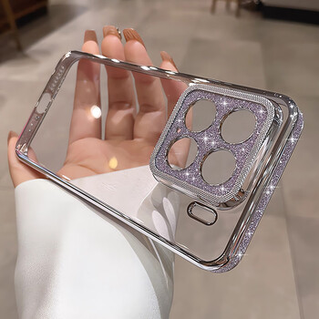 Yuning suitable for xiaomi 15 mobile phone case xiaomi 15pro transparent luxury glitter xiaomi15 lens all-inclusive high-end sense ultra-thin simple good-looking anti-fall protective case lilac purple galaxy glitter * bare metal feel xiaomi 15