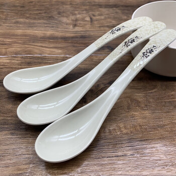 Melamine spoon extra long drinking spoon anti-fall melamine plastic spoon long handle household large spoon imitation porcelain spoon elegant and elegant extra long drinking spoon 20cm qinghehua 2 pack