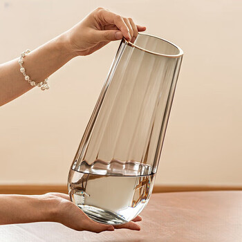 Fanyejia light luxury gold-painted glass vase, high-end transparent gold mouth-watering flower cultivation rose flower arranging device living room dining table