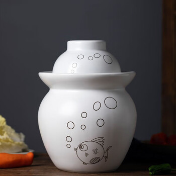 Qianhuiyou jingdezhen pickle jar home earthenware pickle pickle pickle jar ceramic old-fashioned sichuan thickened seal with lid white bubble fish 3 pounds