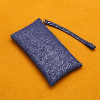 Casa-kupsck cowhide men and women mini coin purse leather zipper coin bag short small wallet hand key bag card bag female sapphire blue