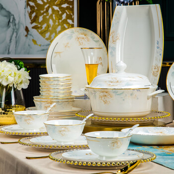 Yunzhihe bowl and dish set tableware complete set jingdezhen plate bowl and chopsticks set new wedding housewarming gift