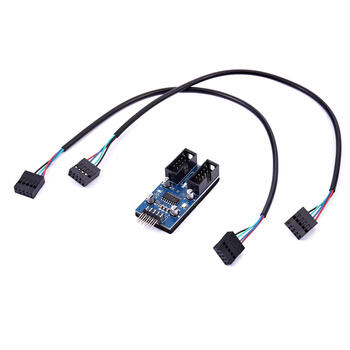 Motherboard 9-pin usb2.0 extension cable 9in to dual 9in with chip supports multiple interfaces for simultaneous use usb 9-pin divided into two