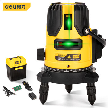 Deli level meter line meter marking meter laser level meter 2-line high-precision infrared green light indoor and outdoor laser level meter ld2 line plastic box single electric