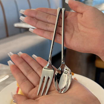 Lnga landgre german imported quality 316 stainless steel dessert spoon cake dessert fork coffee hotel western tableware fruit fork water drop type fruit fork + dessert spoon