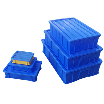 Separate plastic parts box hardware box thickened plastic turnover box plastic frame flat mouth screw accessories shelf box rectangular fish turtle box blue 4# tool box 410*310*145mm