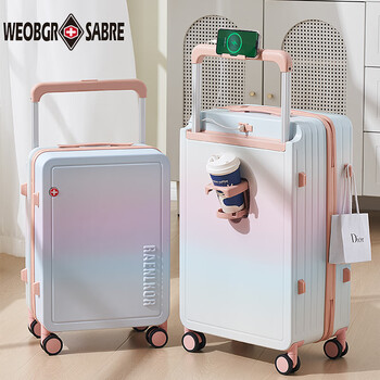 Weobgr saber swiss army knife gradient suitcase 20-inch boarding case high-looking small free check-in wide trolley 24-inch suitcase gradient pink popular new color 20-inch can be boarded suitable for 3-7 days travel