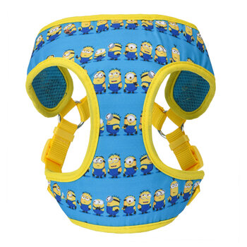 Minions dog harness, breathable mesh, anti-pull, adjustable vest-type traction, small blue