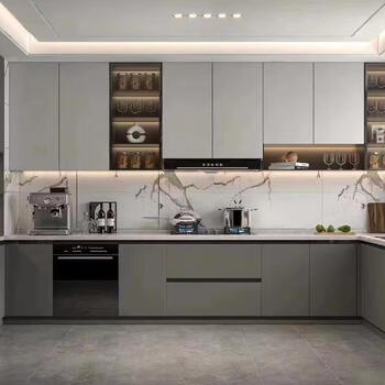 Ling yuxun shanghai whole house cabinet custom-made modern minimalist kitchen bunny sounda pet wanhua hexiang cabinet door pet + cabinet ecological board + quartz stone countertop 1 meter
