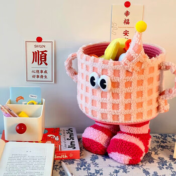 Fan ye's desktop little monster lamb velvet storage basket living room sundries toys snacks storage box cartoon ornaments gift