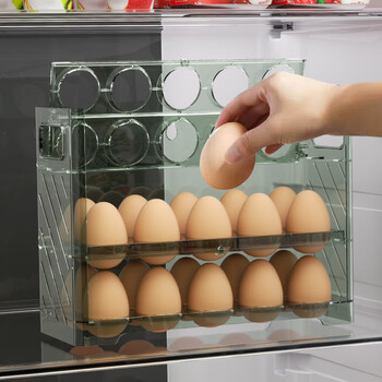 Xincong egg storage box refrigerator side door egg box egg rack holder food grade special transparent storage box light luxury green can hold 30 eggs