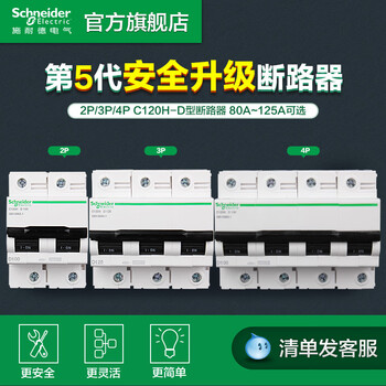 Schneider circuit breaker d-type air switch a9 power main brake 2p3p4p circuit breaker 80a100a125a 100a 3p