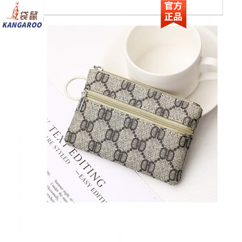 Kangaroo european and american new zipper coin purse women's mini clutch bag short small wallet key bag coin bag money bag khaki 12*8cm mini style