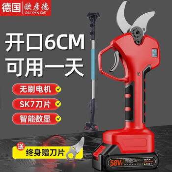 Oyande imported from germany oyande lithium-ion scissors for pruning branches, gardening, flower pruning, hedge gardening pruning shears 5.0 upgraded model + five single batteries + 2 blades + hat