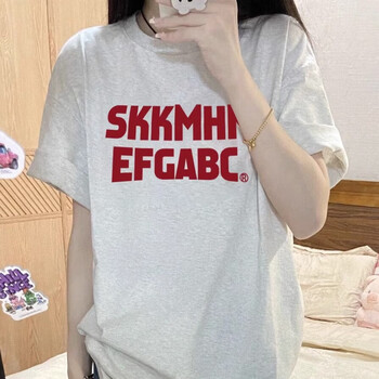 Yu zhaolin european and american high street gray cotton short-sleeved t-shirt for women with niche hong kong style chic cotton top summer trend brand ins