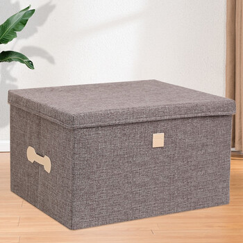 Lu xiao clothes storage box home organizing wardrobe clothes quilt folding box storage cabinet basket fabric box artifact gray medium size 40*30*25